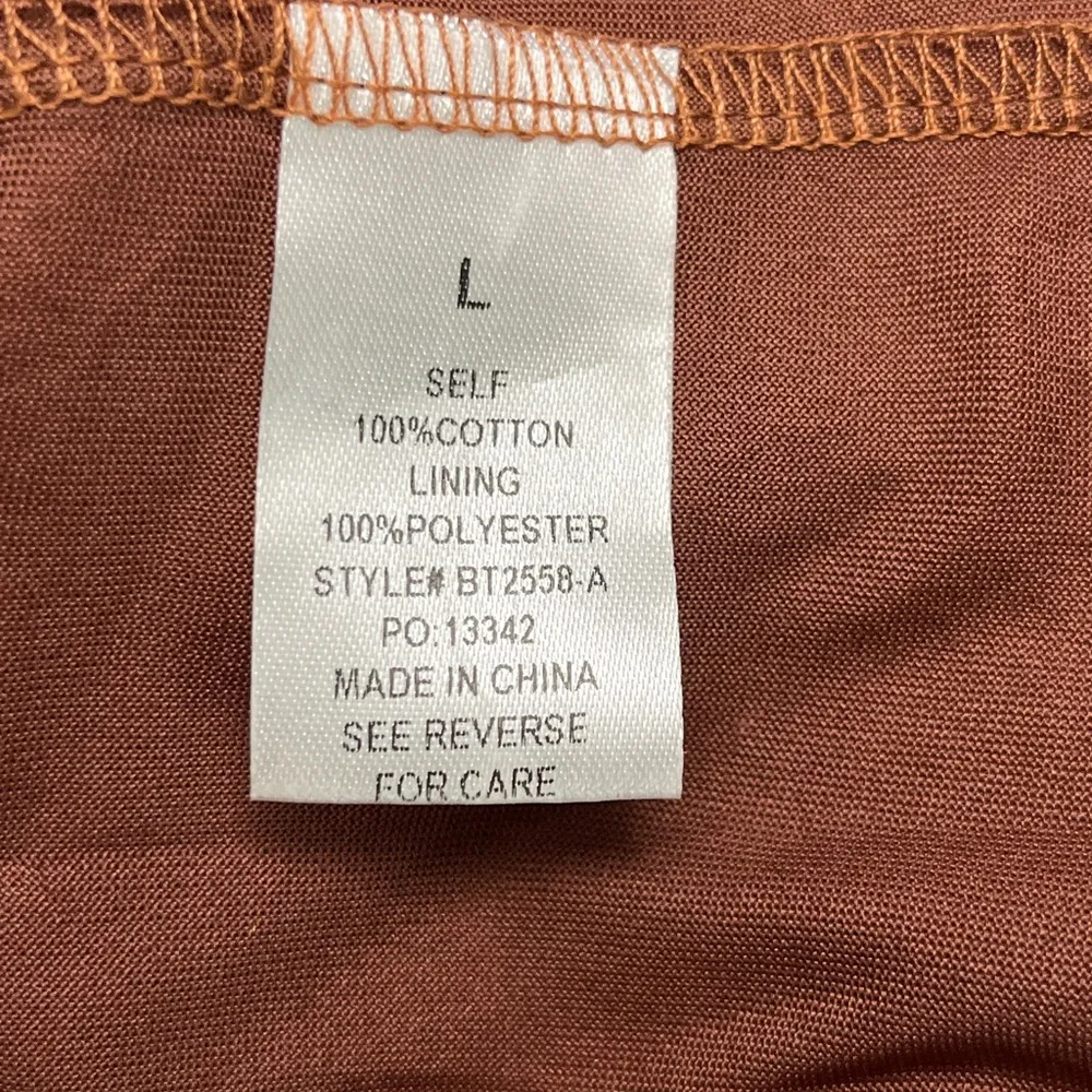 Baevely Rust Eyelet Puff Sleeve Peplum Top Women’s Size Large Orange - Image 7