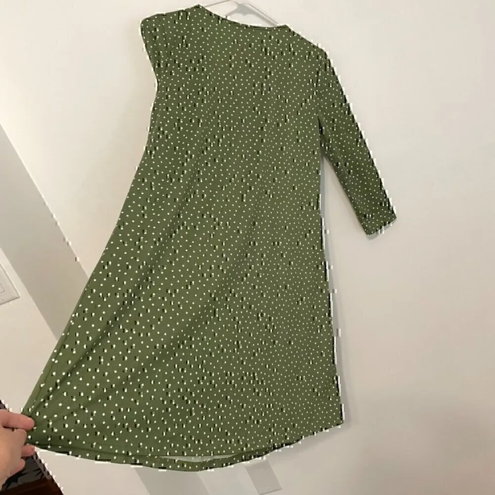 NEW NWT NINE BRITTON STITCH FIX Skylee Brushed Knit Dress Olive Green Polka Dot - Image 12