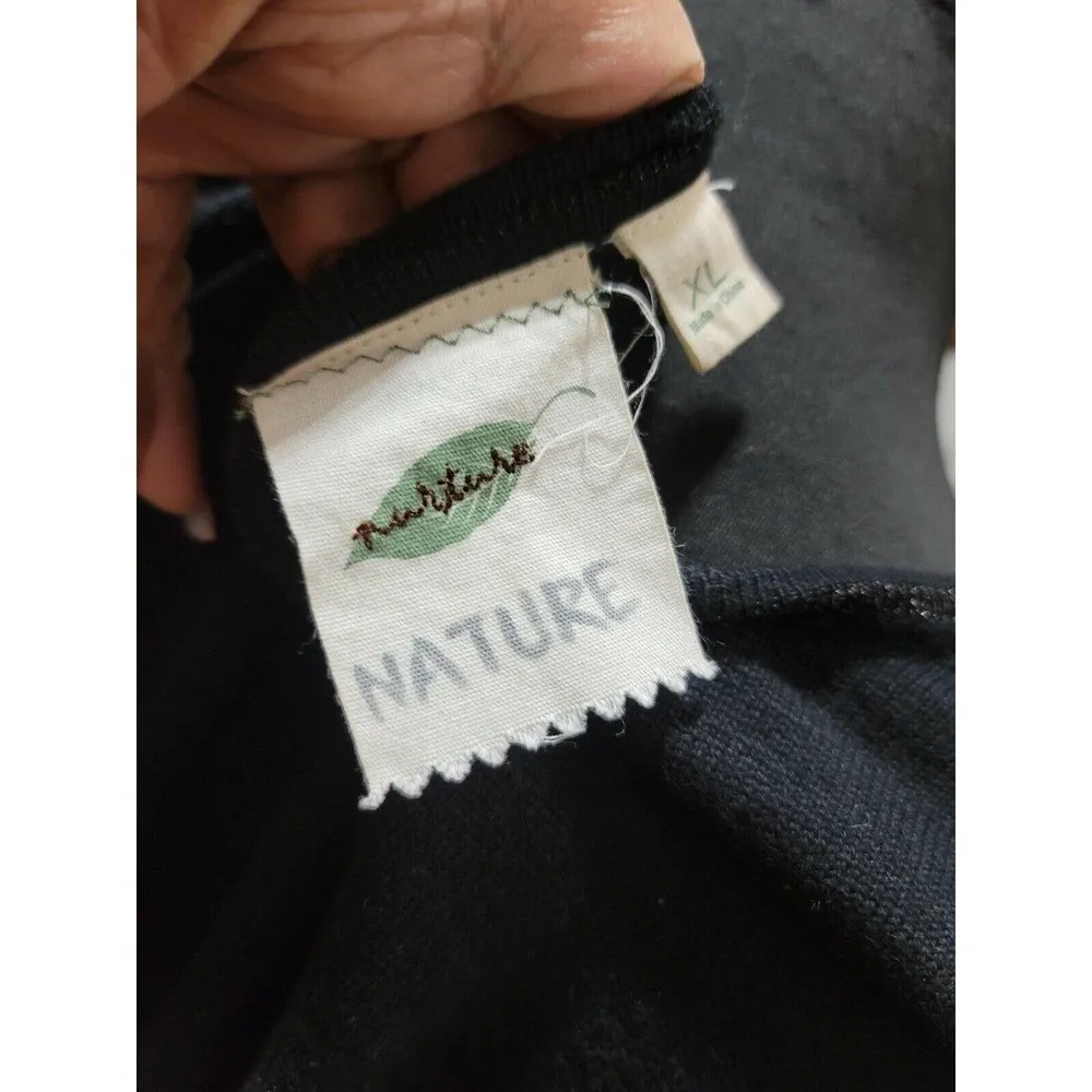 Nature Women's Solid Black Cotton Scoop Neck Long Sleeve Knee Length Dress XL - Image 7