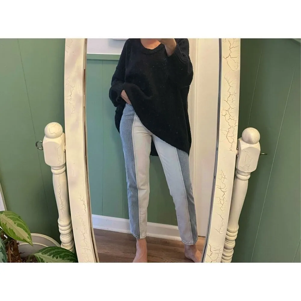 Pacsun Women's Mom Jeans Two Tone Cut and Sew Frayed High Rise Tapered Size 26 - Image 11