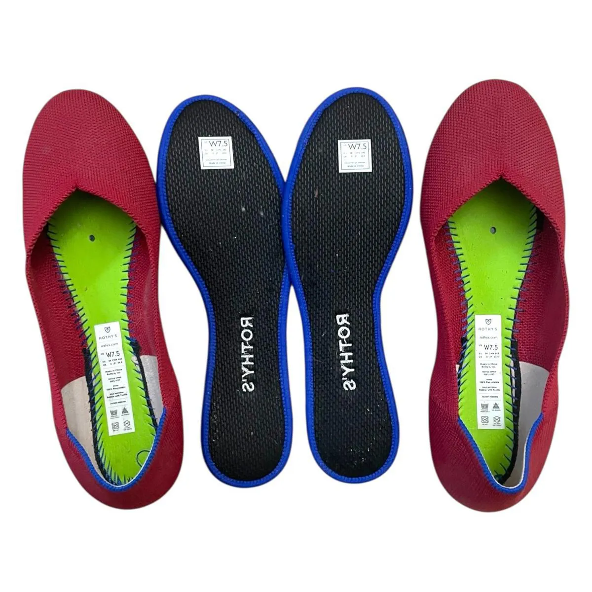 Rothys Scooter Red The Flats Slip On Shoes Round Toe Rothy's Women's Size 7.5 - Image 3