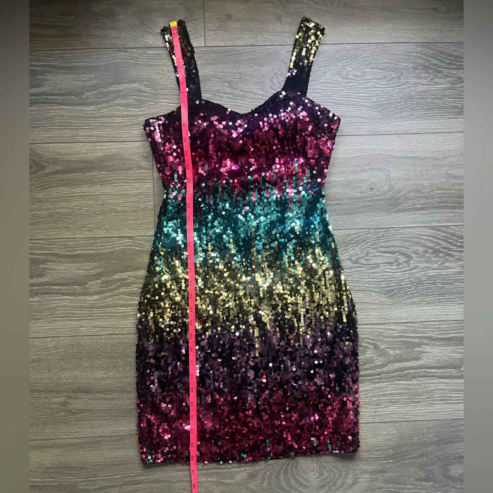 Marc New York Rainbow Sweetheart Bodycon Sequin Sleeveless Fitted Dress Size 4 - Image 9