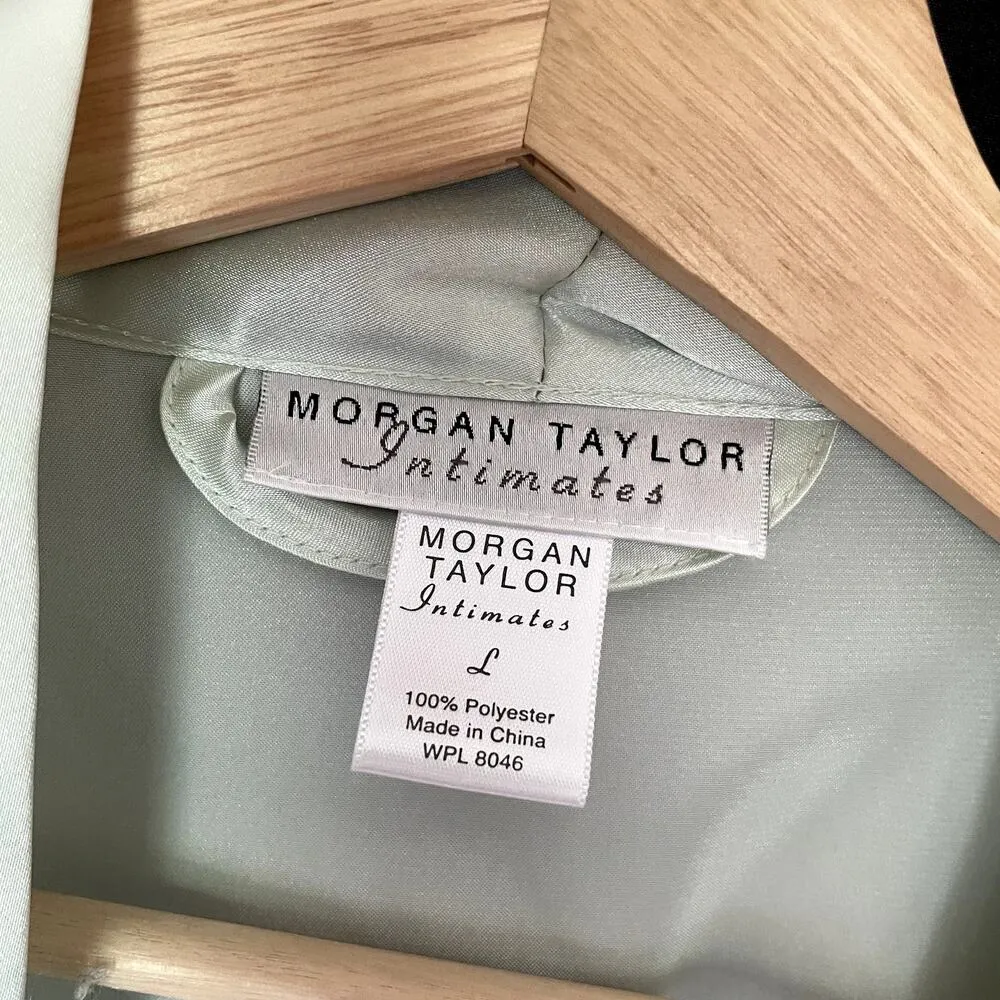 Morgan Taylor Intimates light sage green robe and slip dress set women's size L Size L - Image 3