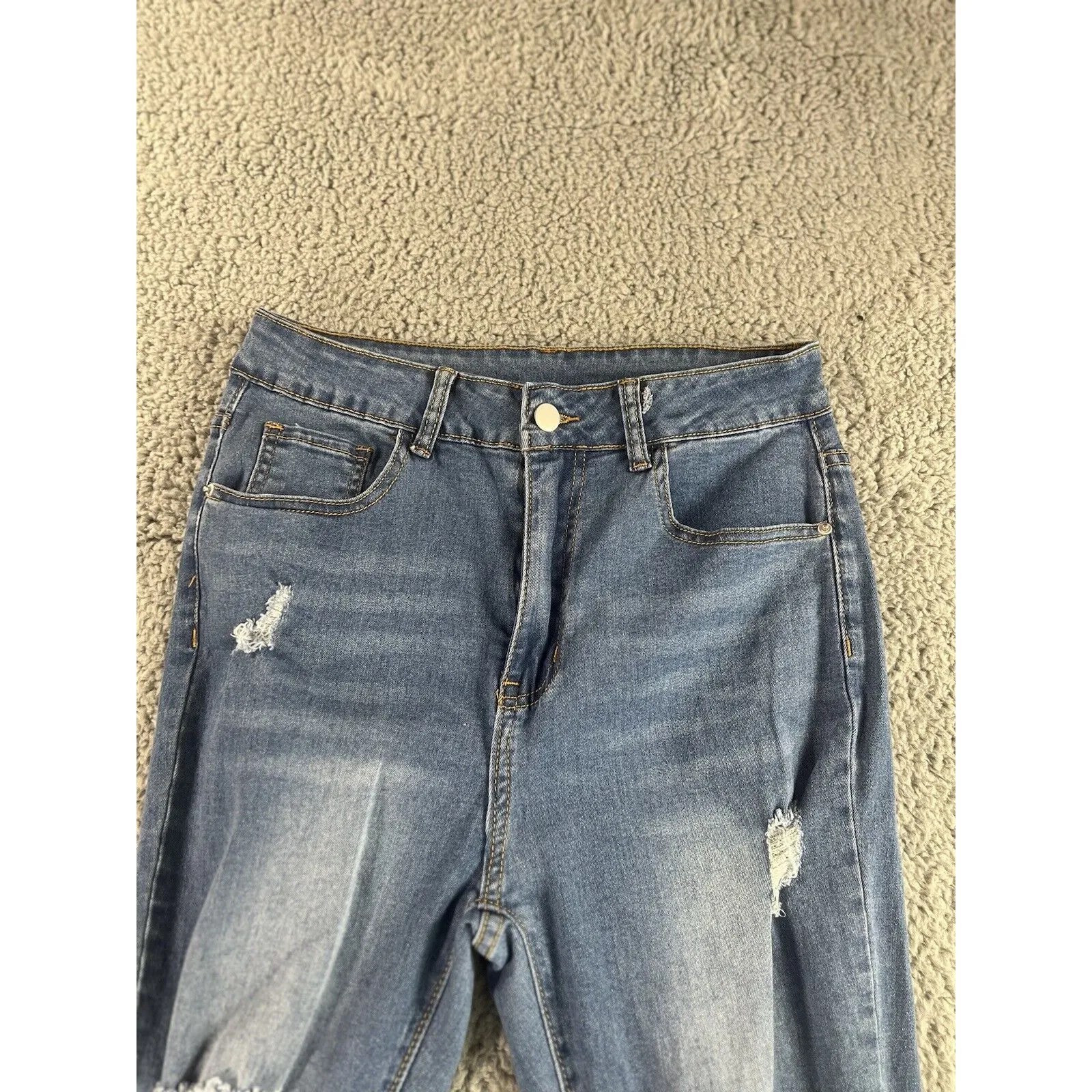 Distressed Skinny Jeans Women 27x29 High Rise Skinny Raw Hem Boho Chic‎ Casual - Image 2