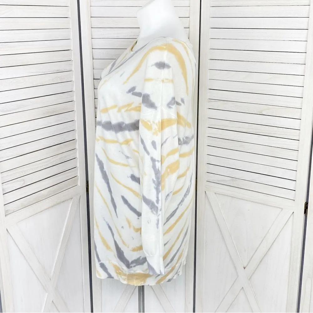 Cato Tie Dye V Back‎ Tunic Sweater Dress White Yellow Gray XL - Image 2