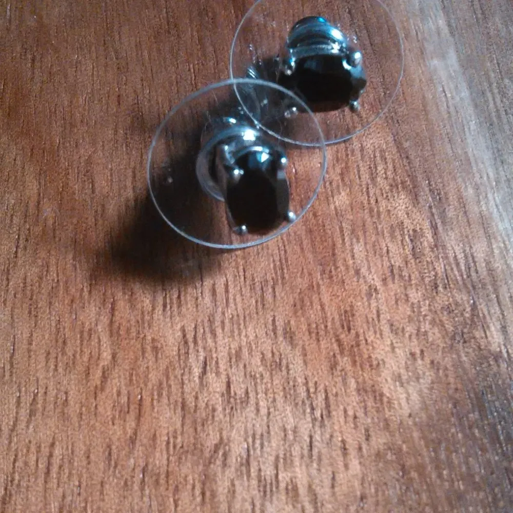 Thai Black Spinel Stainless Steel Stud Earrings - Image 5