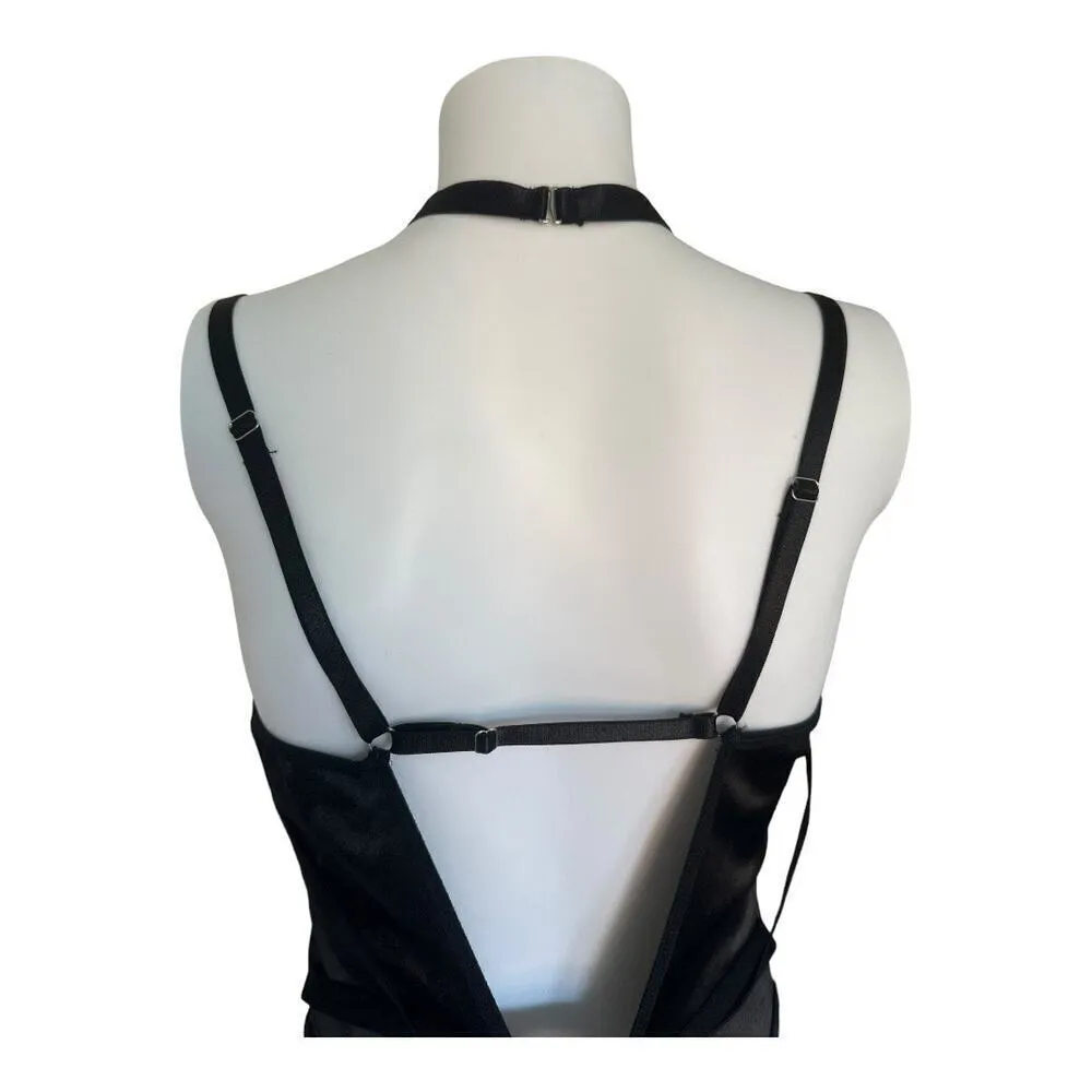 Womens medium black thong bodysuit with choker & open back Lingerie - Image 8