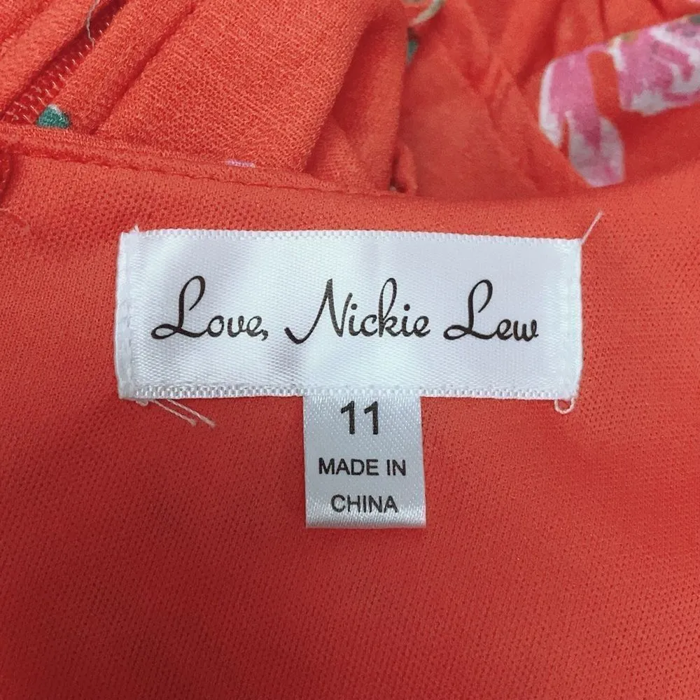 Orange Floral Ruffle Faux Wrap Casual Mini Party Chic Trendy Whimsical Dress Size undefined - Image 10