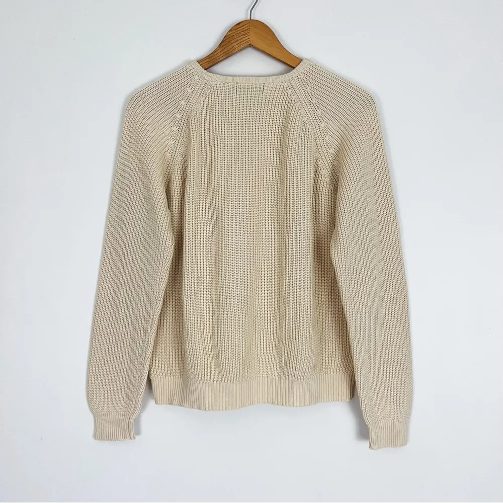 Vintage Raglan Crewneck Pullover Knit Sweater in Cream | Size M White Size M - Image 9