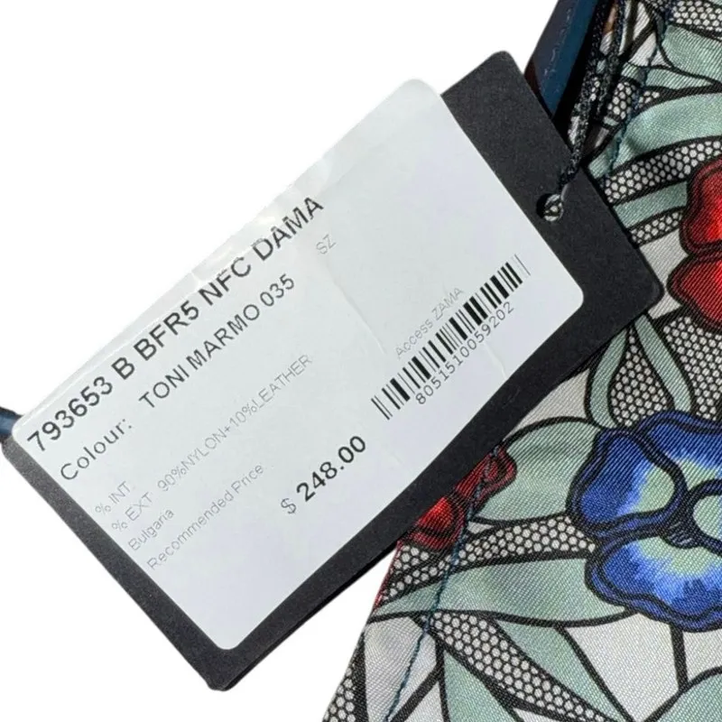 NWT Furla Toni Marmo Floral Tote Italian Designer Canvas/Leather w/ Pouch - Image 5