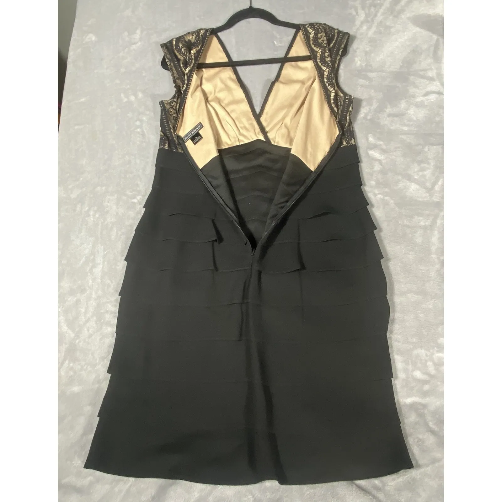 Black Dress Tiered Lace Sz 16 Jessica Howard Event Party Wedding Cruise Cocktail - Image 5