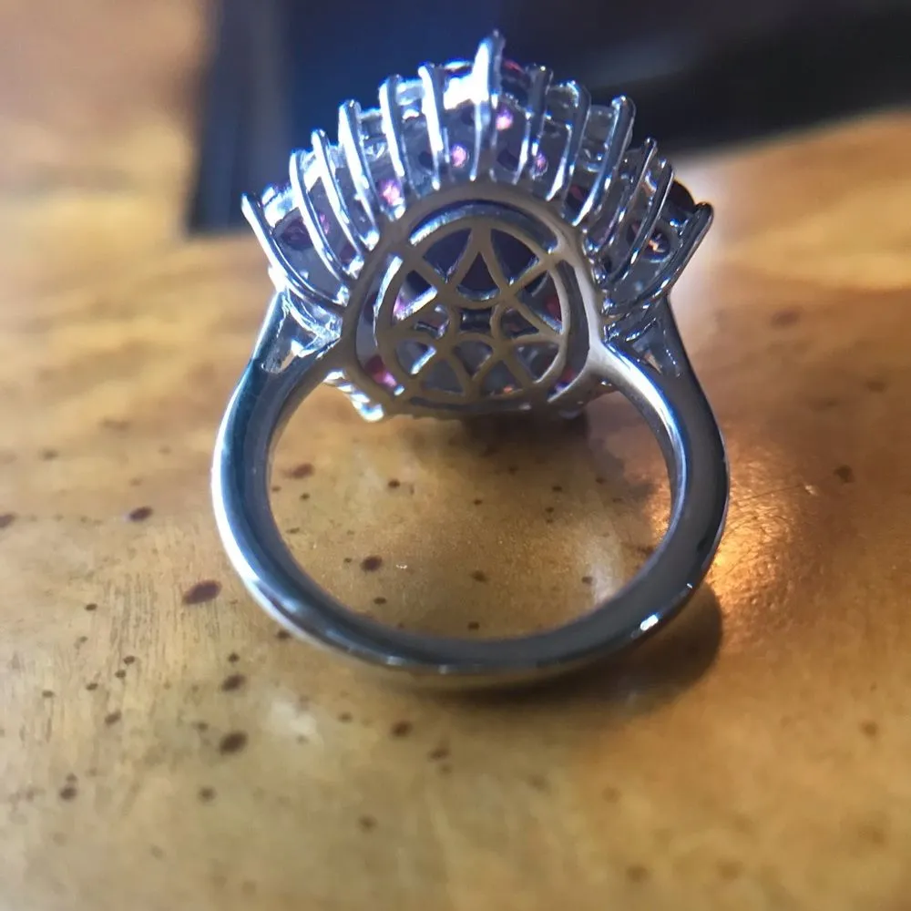 Natural Star Ruby Sterling Silver Cocktail Ring Size 5 Purple - Image 9