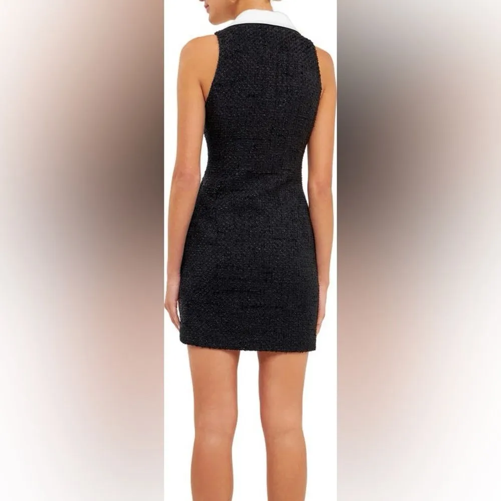 NWT Endless Rose Contrast Collar Tweed Mini Dress size medium women's - Image 5