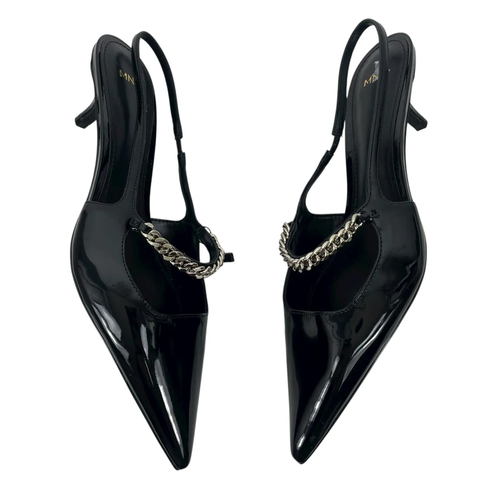 Mango  Pointed Toe Kitten Heel Slingback Pump Link Strap Size 40/ 9 - Image 8