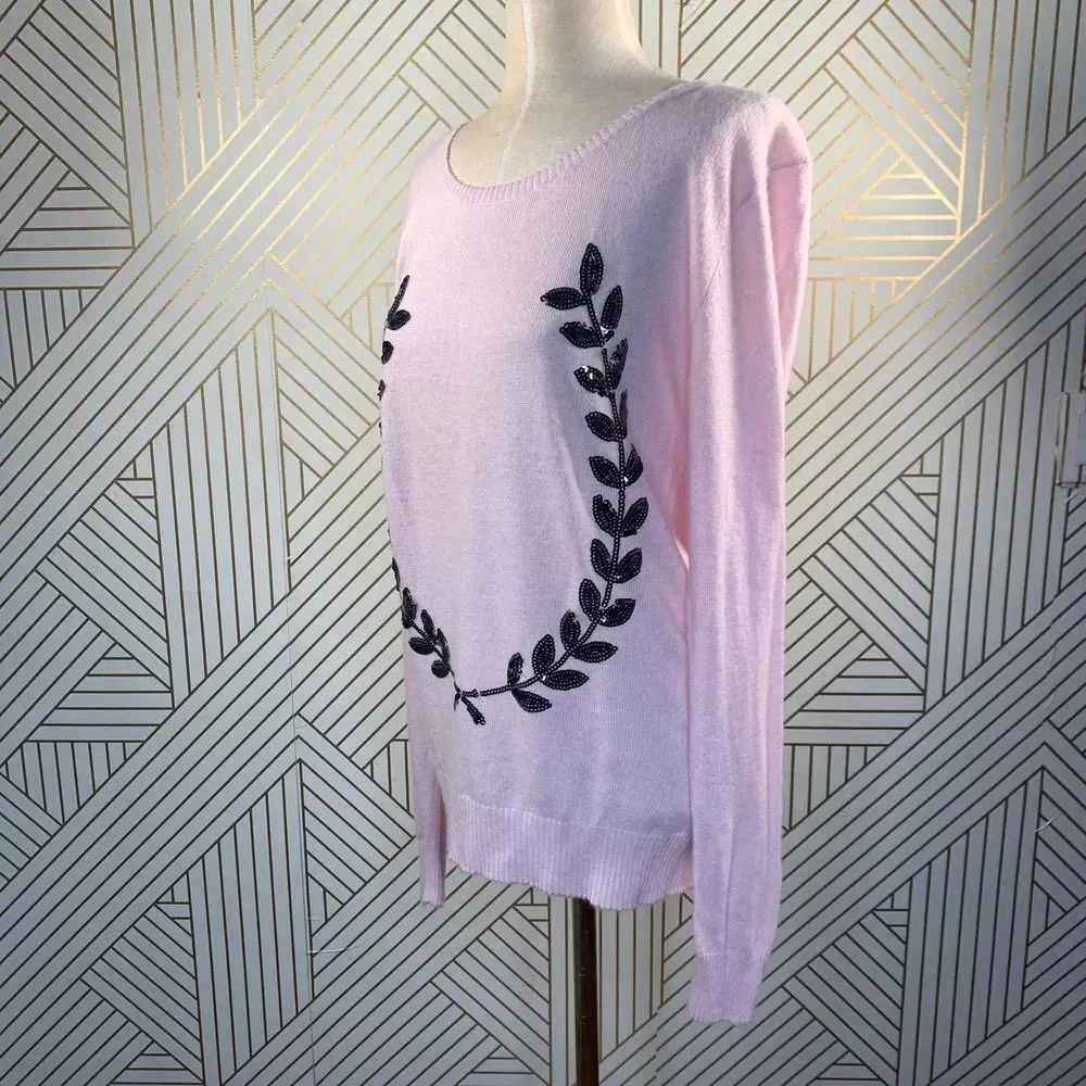 Wildfox Laurel‎ Wreath Sequin Sweater in Pink - Image 3