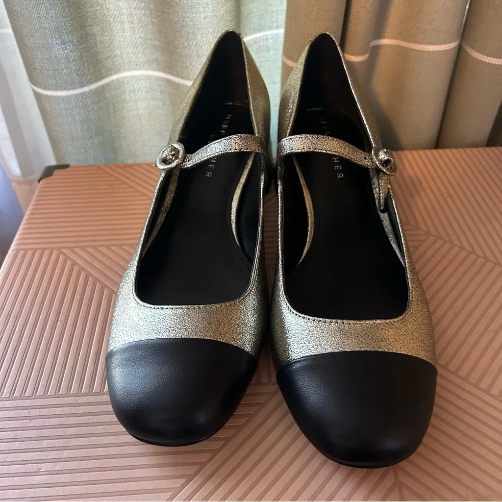 Marc Fisher LTD Marla Cap Toe Mary Jane Pump Gold Black Womens Size 11 New - Image 3