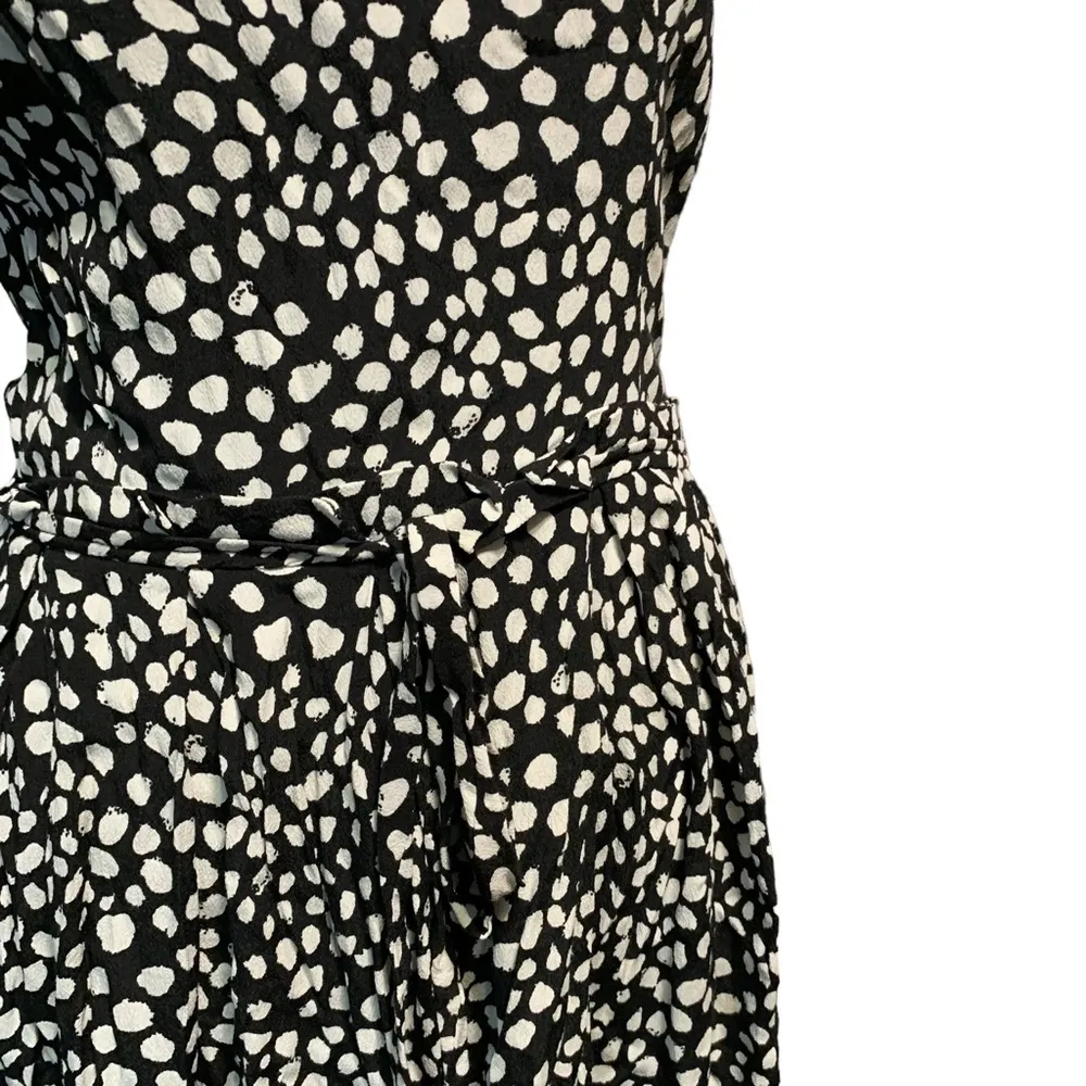 ZARA Printed A-Line Dress, black and white with pockets, medium - Image 3