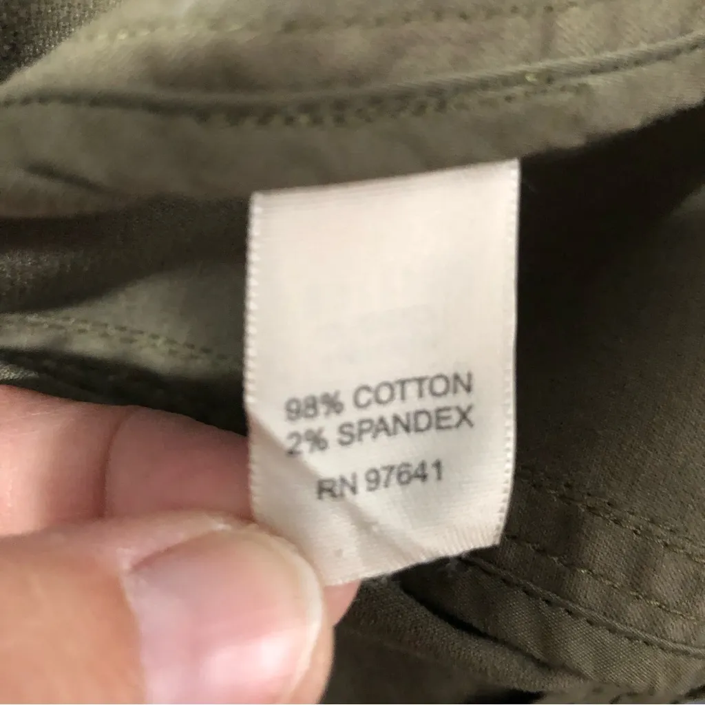 J. Jill‎ green army utility button down jacket. Cotton stretch women’s size 12 - Image 9