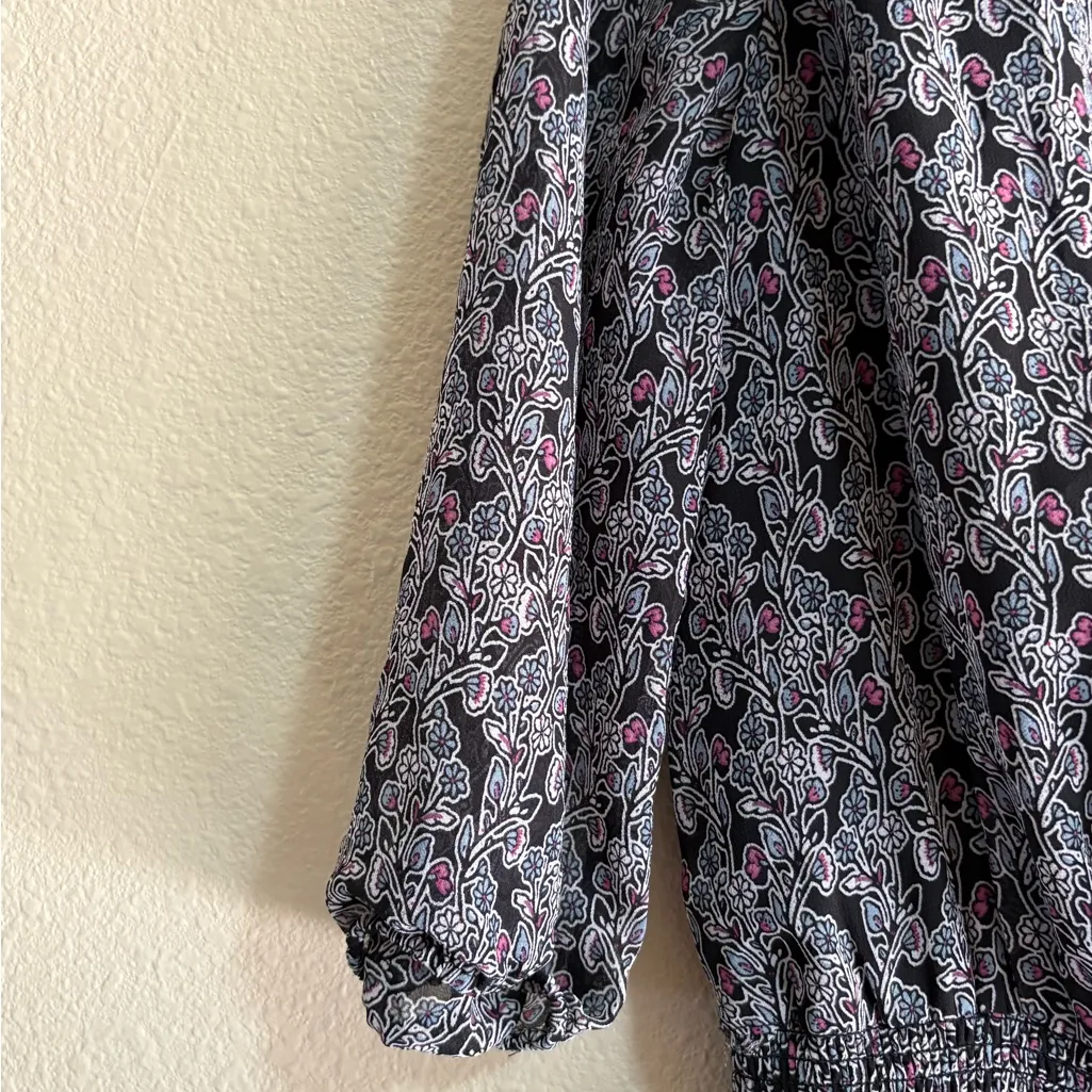 NWOT Elegant Floral Long Sleeve Dress in Purple and Black - Image 4