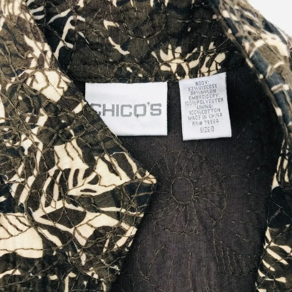 🛍Chico's Floral Embroidered Tailored Jacket 0 EUC - Image 5