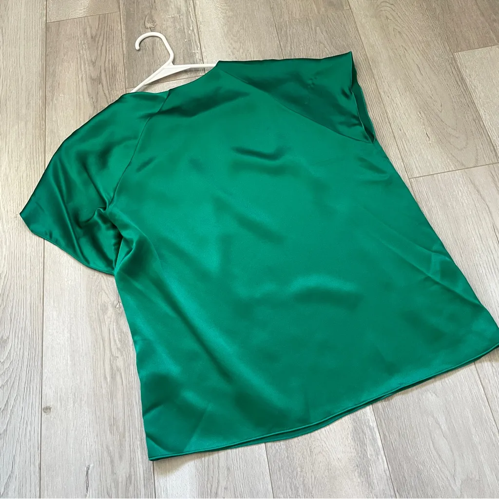 Dion Lee Blouse silk asymmetrical neck womens Green (size 8) satin contemporary - Image 6