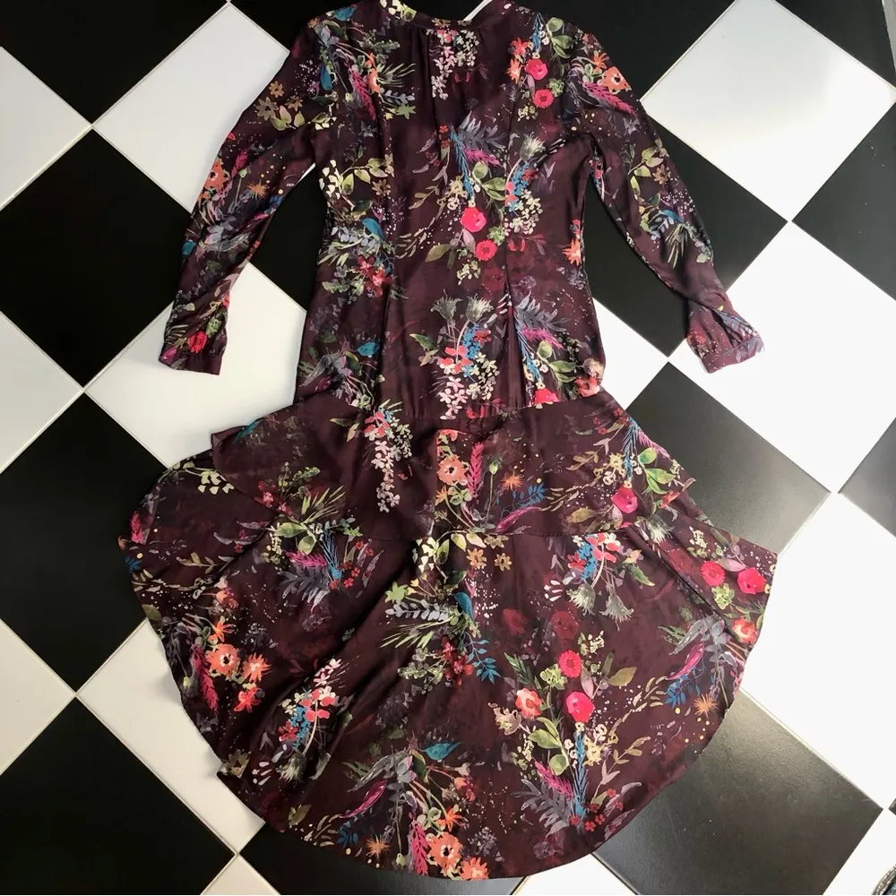 Parker Estella Midi Shirt Dress Floral Print Long Sleeve High Low Colorful sz 10 - Image 11