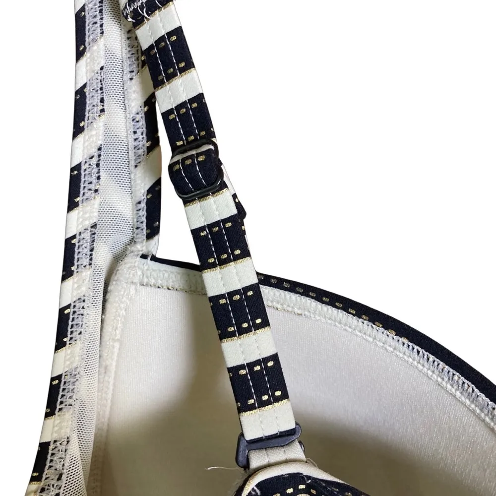 NipTuck Swim Women's Swimsuit Sz 10 One Piece Navy Striped‎ Adjustable Straps Blue - Image 5