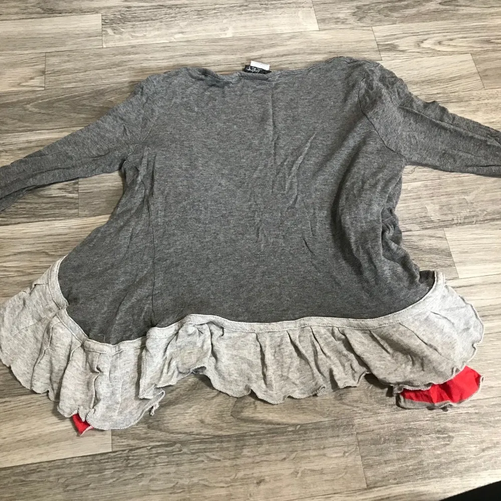 DayTrip Grey Red Stripes Cardigan; size small - Image 6