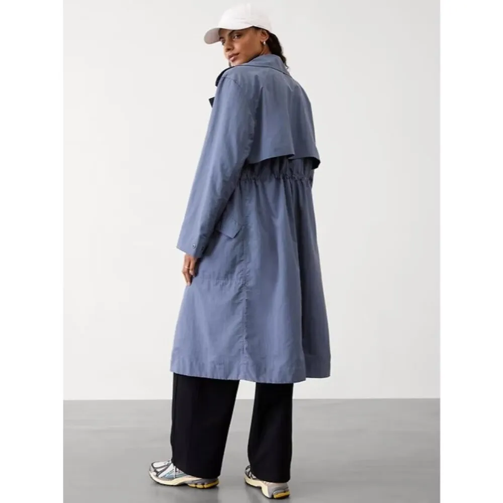 Athleta M Luna Trench Coat Size Medium Shadow Blue #578185 - Image 4