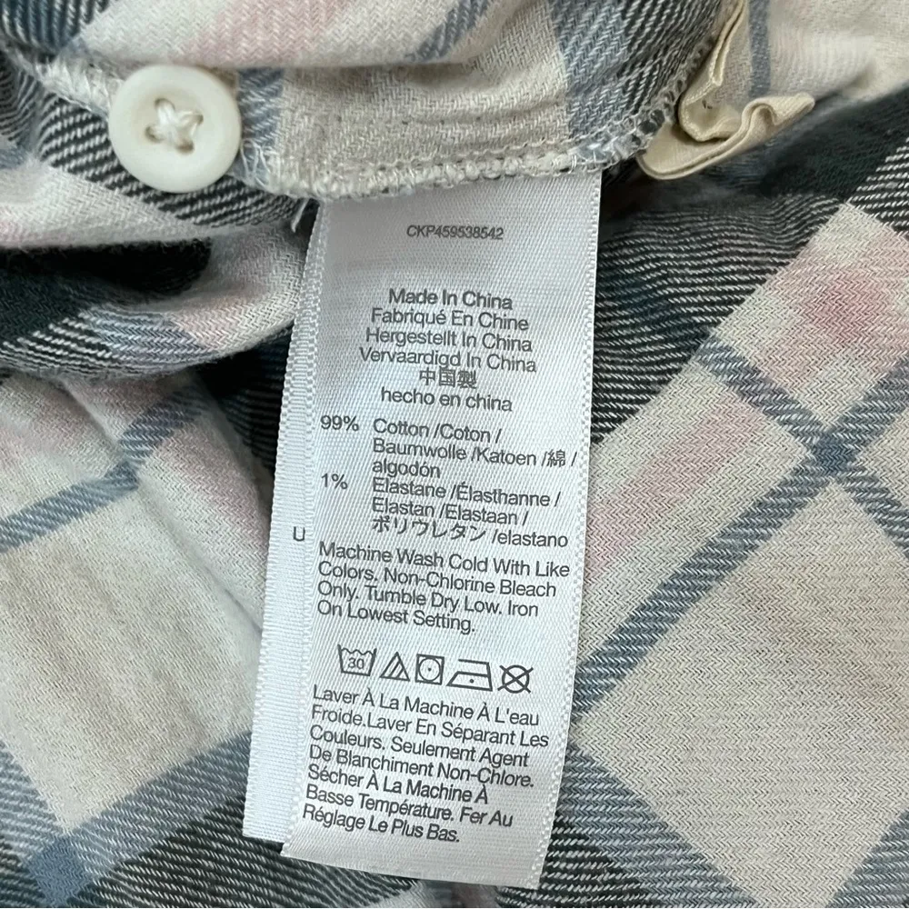 Madewell Rockfern Plaid Antique Cream Flannel Short Sleeve Daily Shirt M… - Image 10