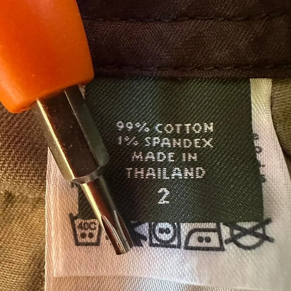 Eddie Bauer 90s Tan & Brown Plaid Low Waisted Wide Leg Pants Sz 2 Downtown Girl - Image 4