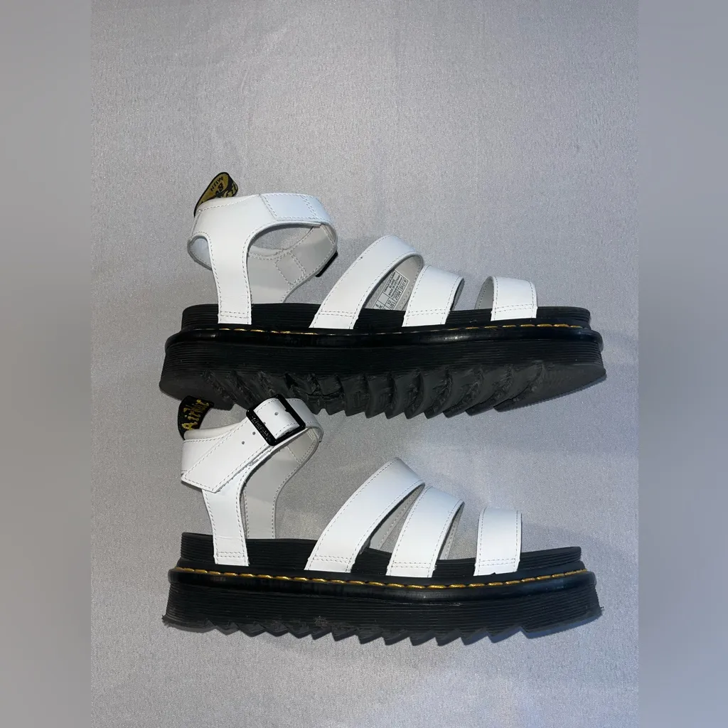 Doc Martens Blaire White Platform Leather Ankle Strap Sandals - Image 6