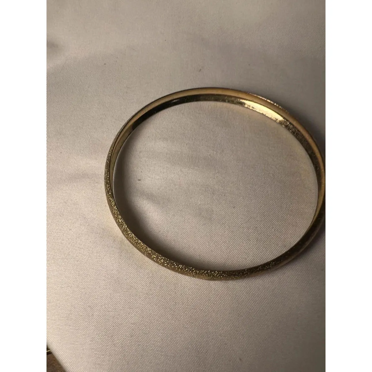 Vintage Gold Tone Bangle Bracelet retro Quiet Luxury Textured Sand Finish - Image 3