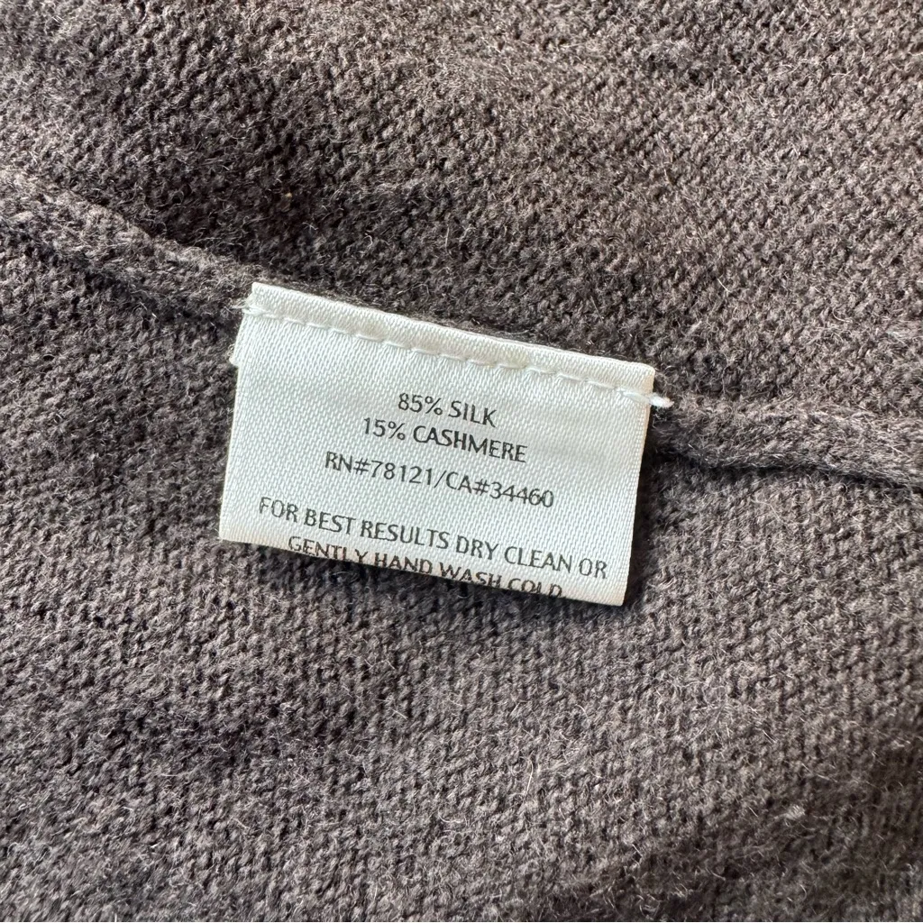 Eileen Fisher Silk Cashmere Cardigan S Chocolate Brown Open Front Flare Sleeve - Image 5