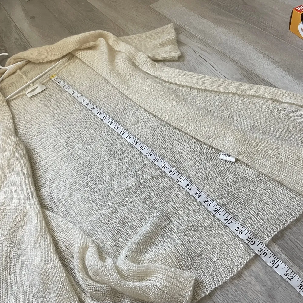 Enrica Japan Mohair Silk Long Line Open Front Cardigan Cream (Small) fuzzy soft - Image 4