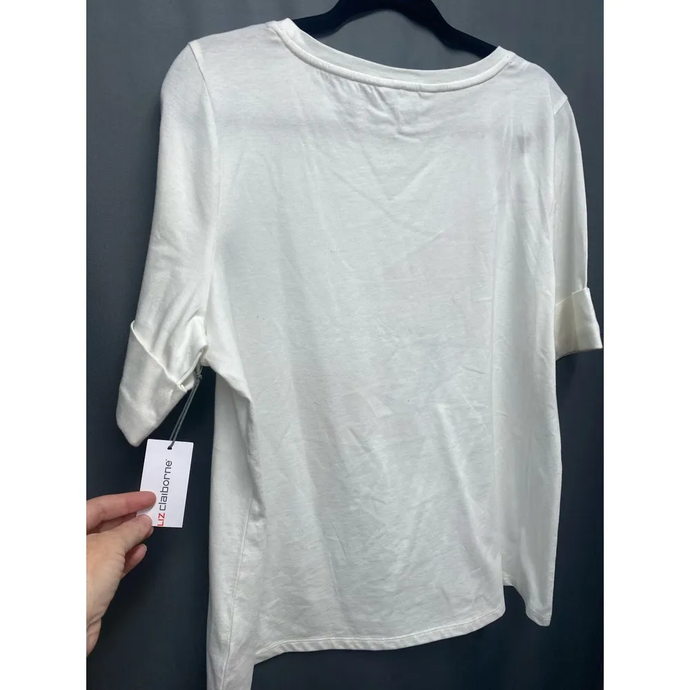 Liz Claiborne Womens Boat Neck Short Sleeve T-Shirt size XL  (b45) - Image 8