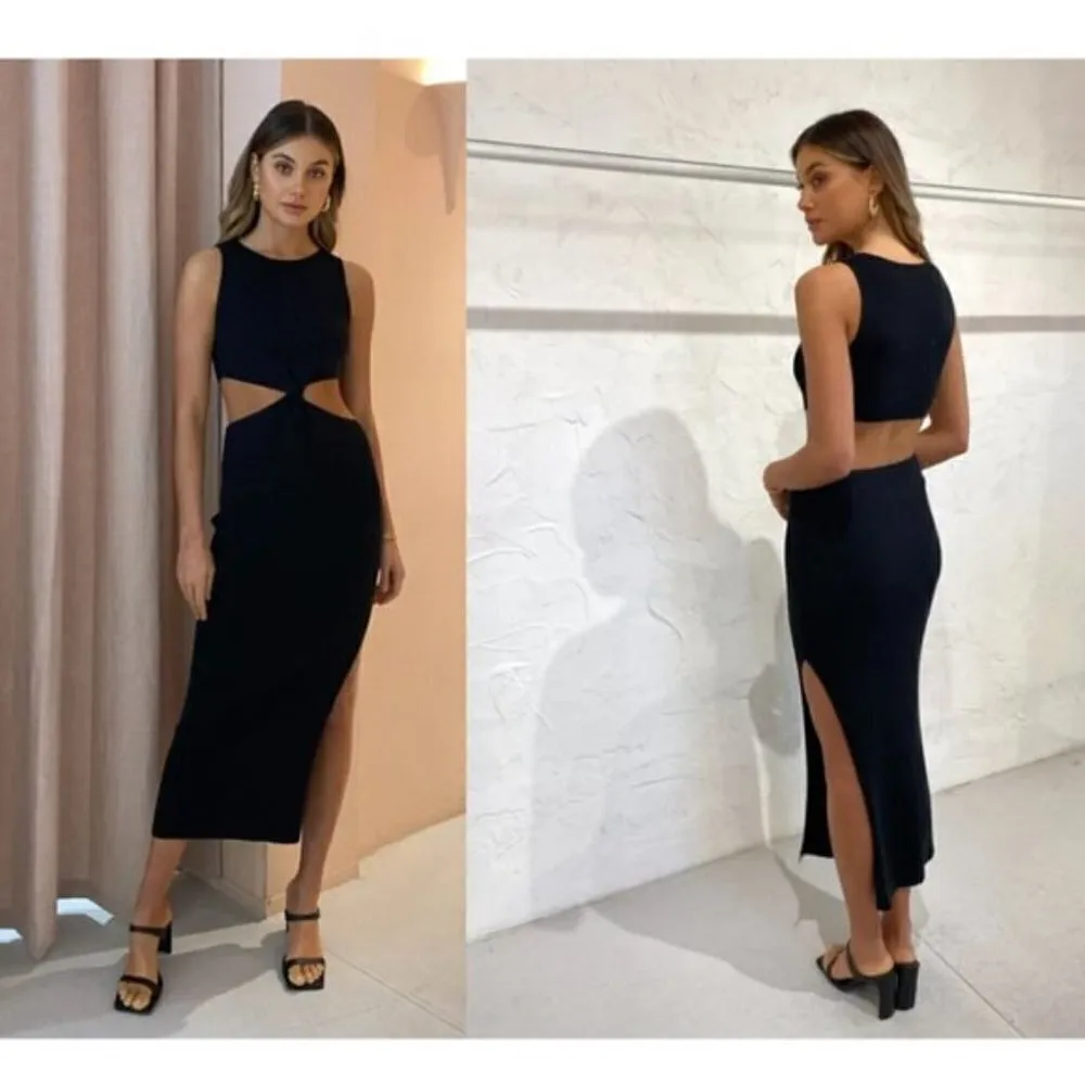 BEC+BRIDGE Riviera Knit Twist Midi Dress in Black Size US 8 - Image 14