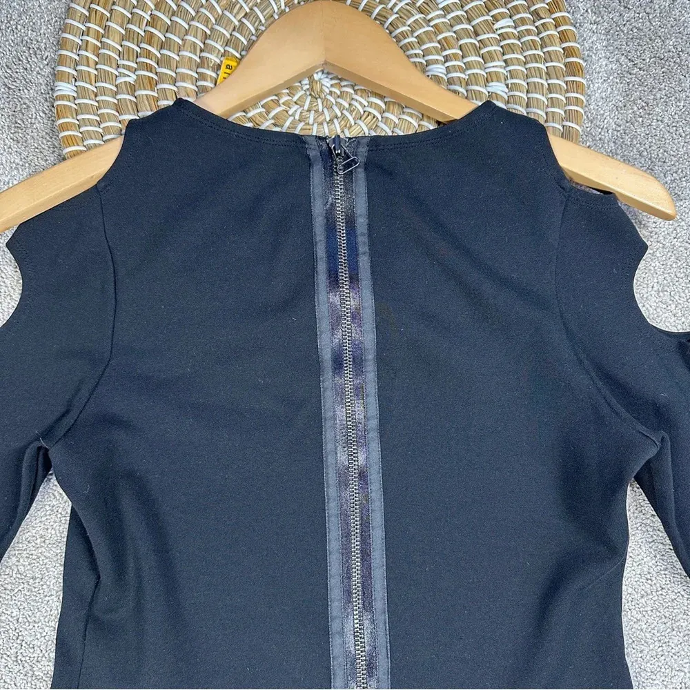 Alice + Olivia Black Bodycon Mini Dress Cut Out Sleeves Size XS - Image 9