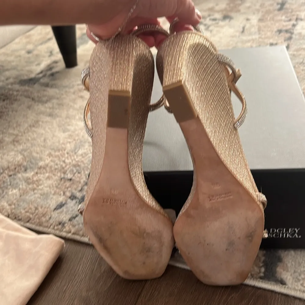 Badgley Mischka Women's Unity Rhinestone Square Toe Wedge sandals. - Image 3