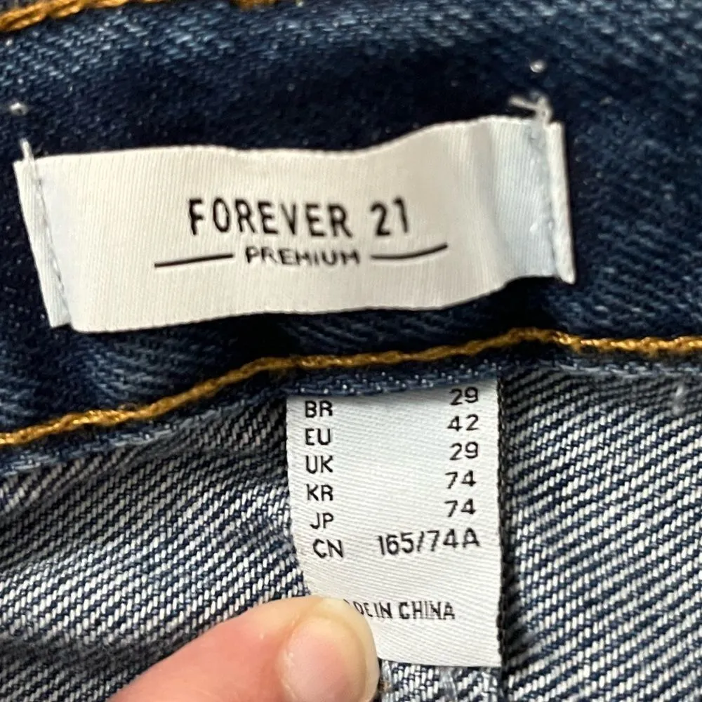 Forever21 Premium Distressed Mom Denim Blue Jeans Button Fly Size 29 - Image 13