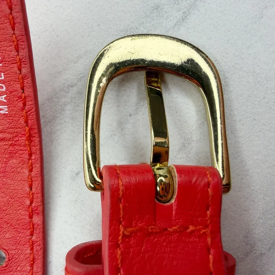 H&M Womens Red Braided Faux Leather Belt Extra Small (XS) ✨ - Image 13