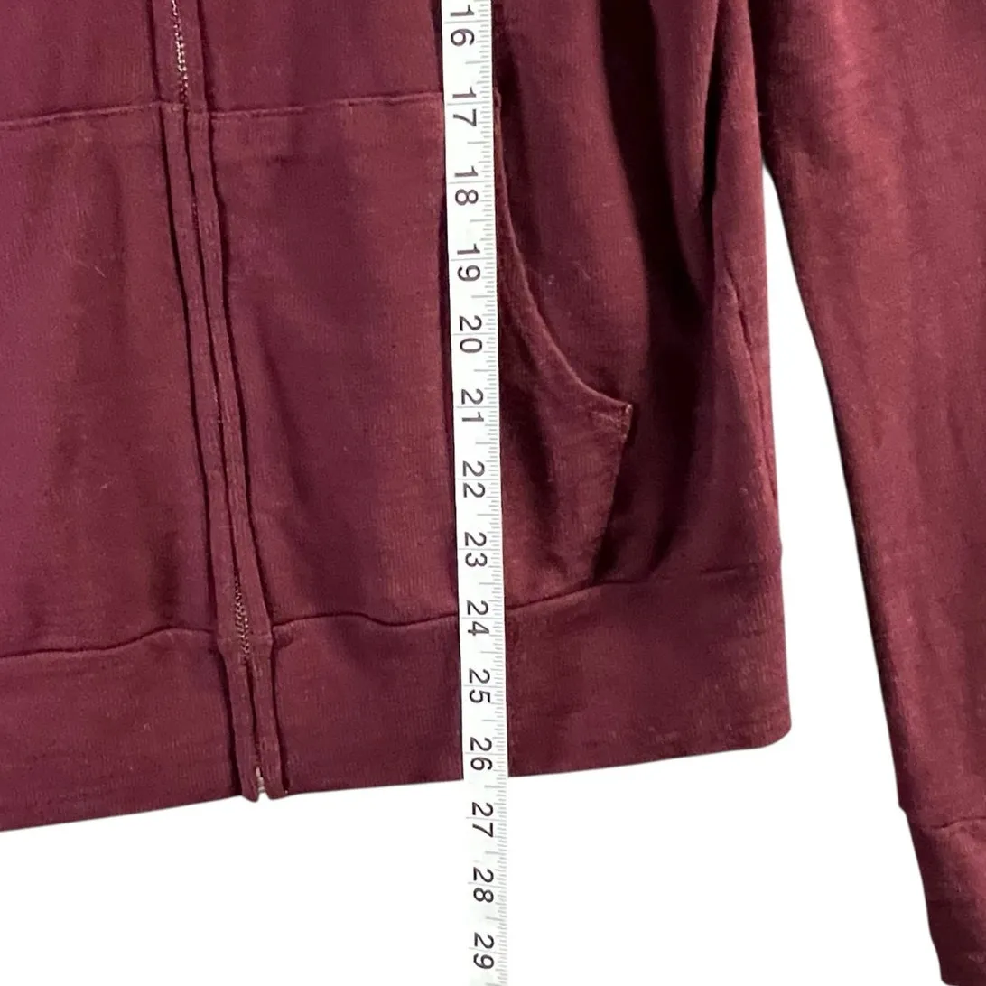 Monrow Supersoft Zip Up Hoody Womens M Maroon Red Hoodie Sweatshirt Full Zip Size M - Image 12