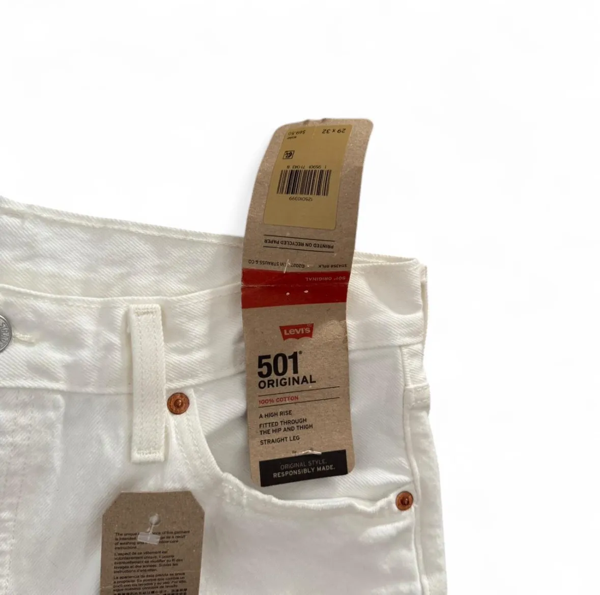Levis 501 white distressed straight leg jeans - Image 4