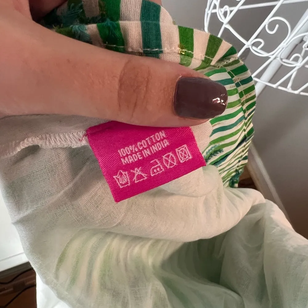 Nimo TuckerNuck Palm Tree Green Stripe Cotton Maxi Dress Preppy Resortwear Sz L Size L - Image 7