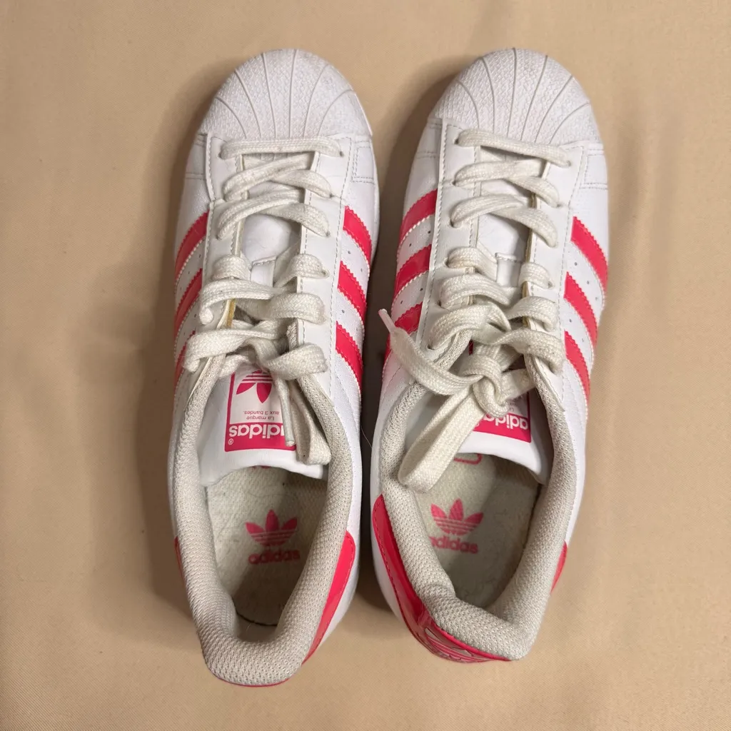 Adidas White and Pink Superstars - Image 6