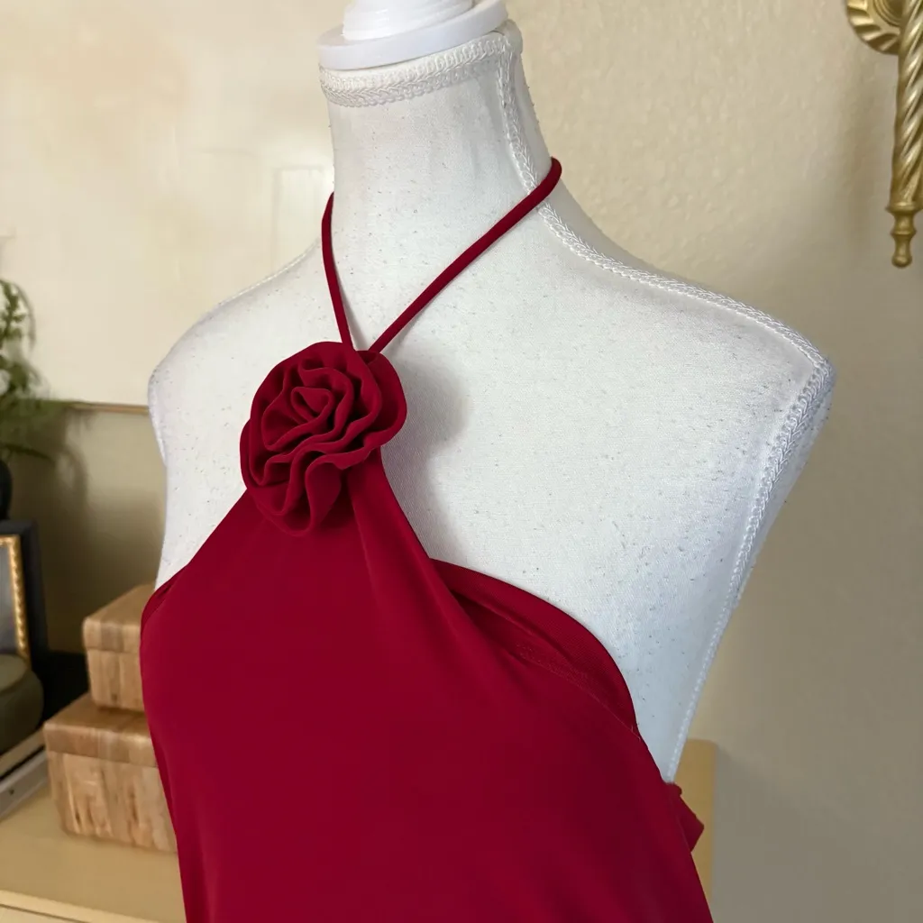 JLUXLABEL Burgundy‎ Tabitha Halter Rose Mini Dress Size XXL - Image 5