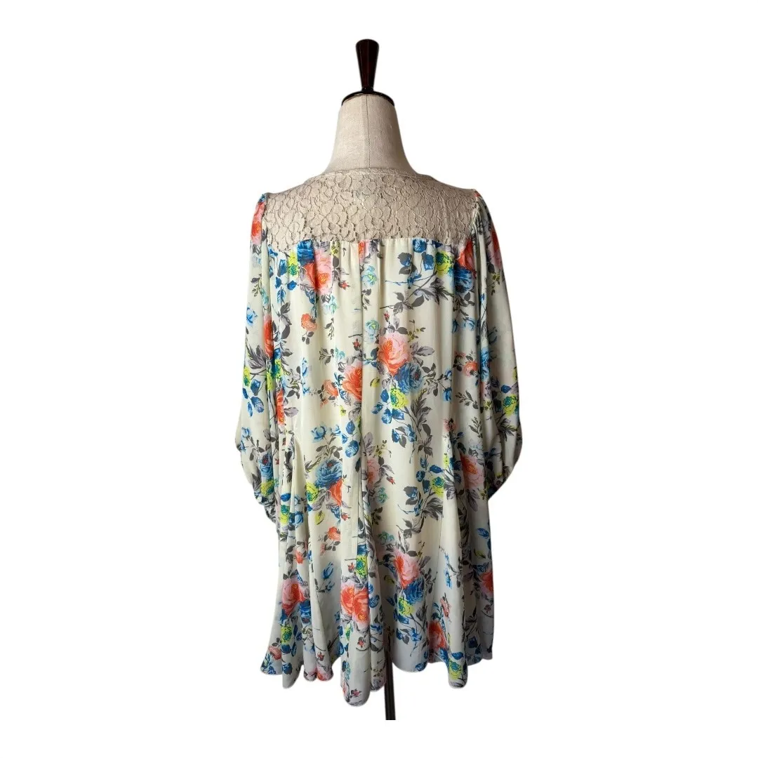 Ivy Jane Shirt Women Medium Ivory Floral‎ Lace Boho Asymmetric Hem Tunic Top - Image 3