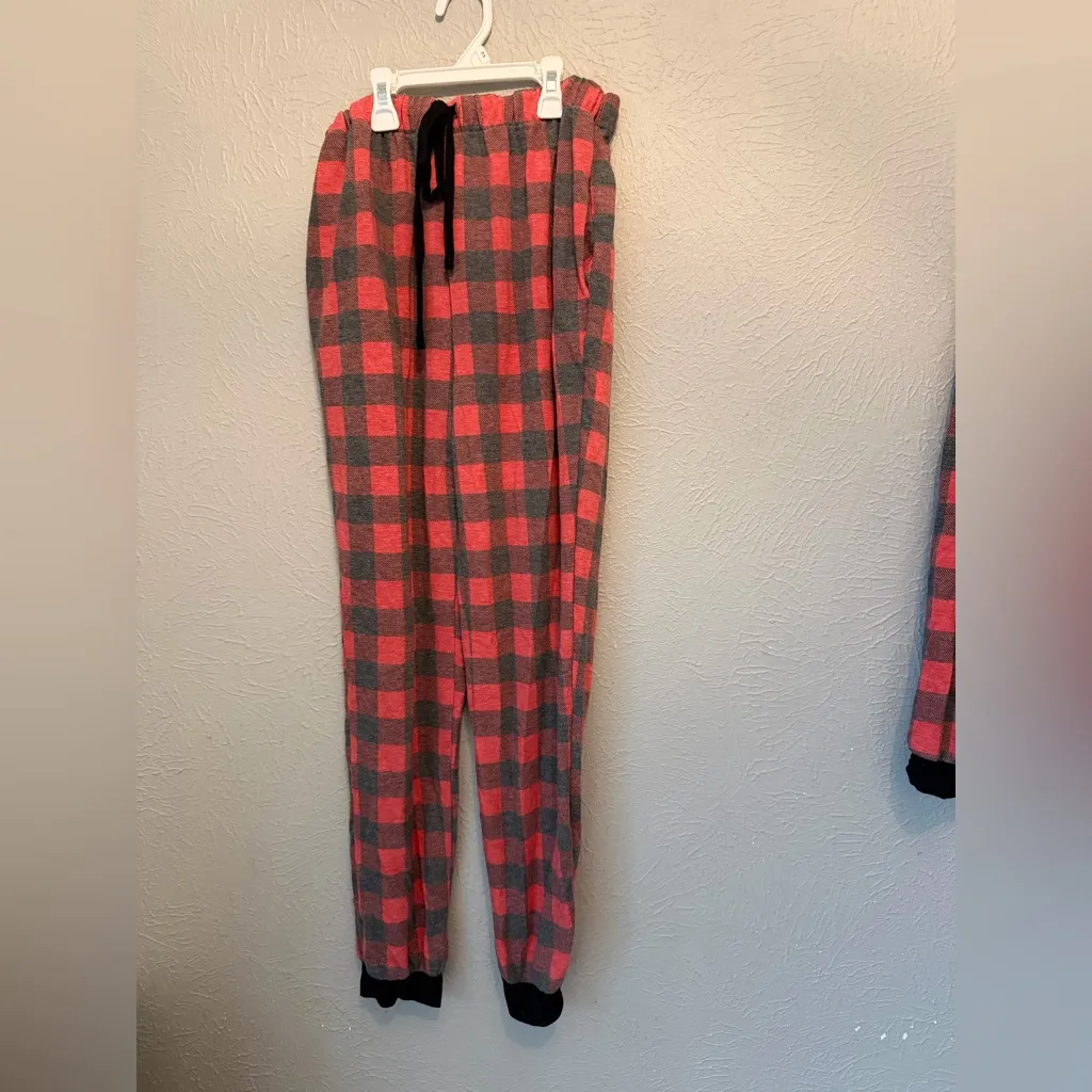 Hello MIZ Women's Red and Gray Plaid Pajama Set - Image 4