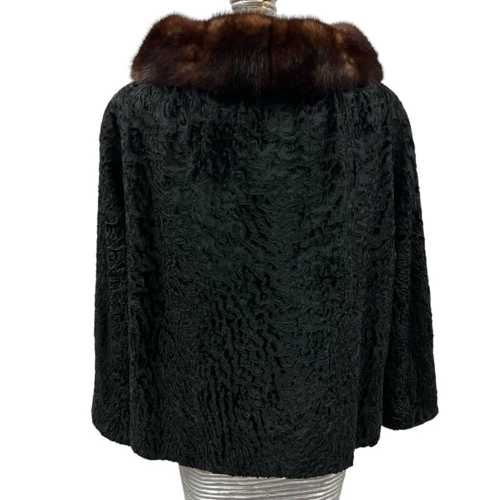Vintage Russian Broadtail Sable Collar Fur Jacket Authentic Luxury Grandmacore Black Size M - Image 6