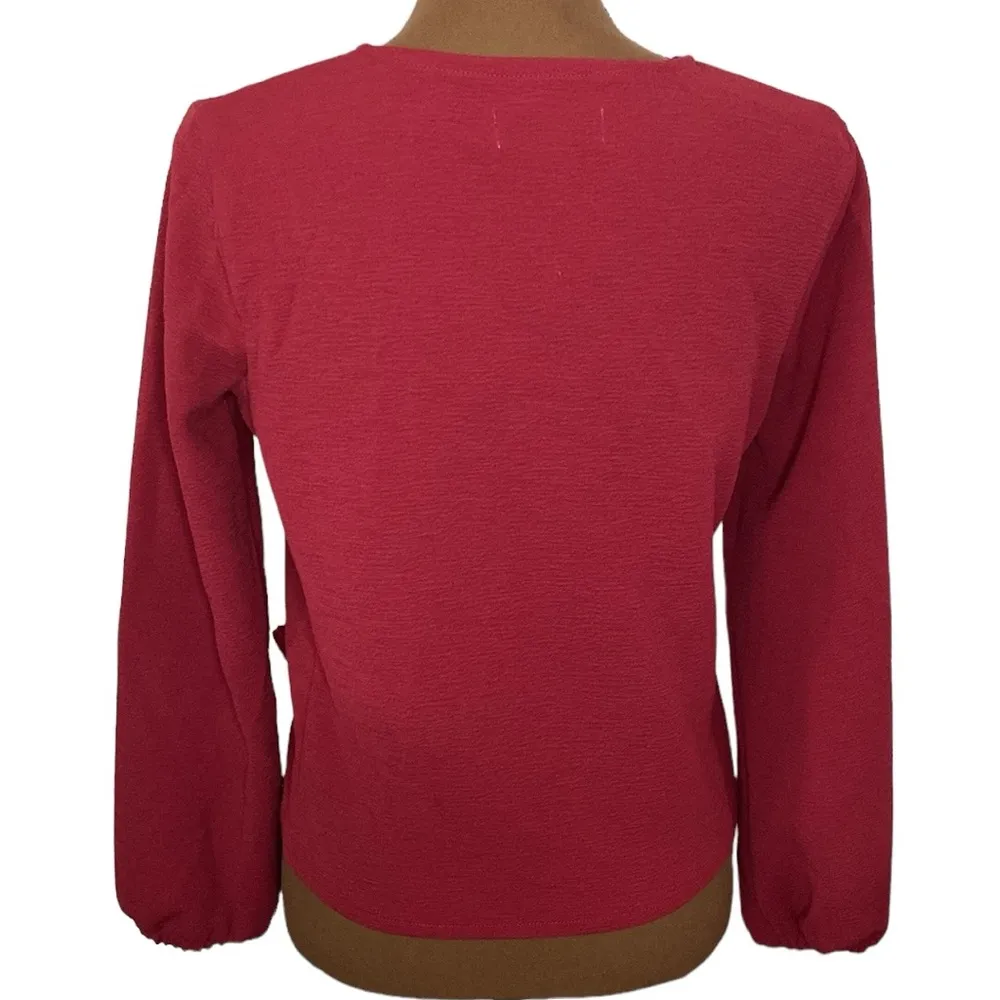 Madewell texture & thread red textured wrap balloon sleeve top size S - Image 3